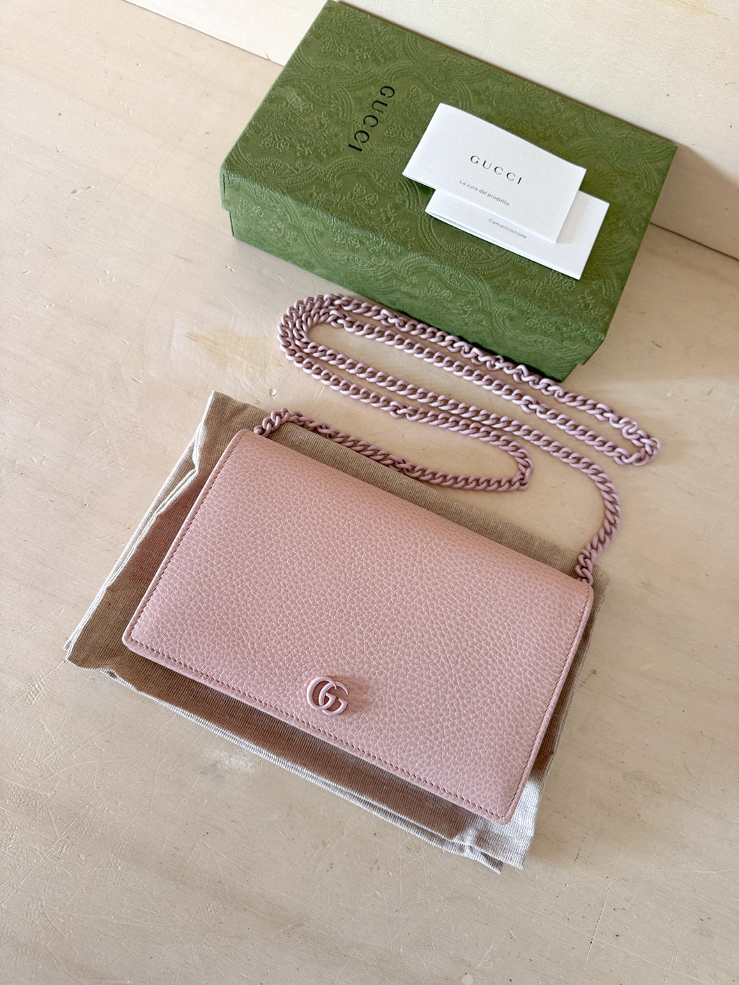Gucci Borsa Mini Chain Marmont GG Rosa
