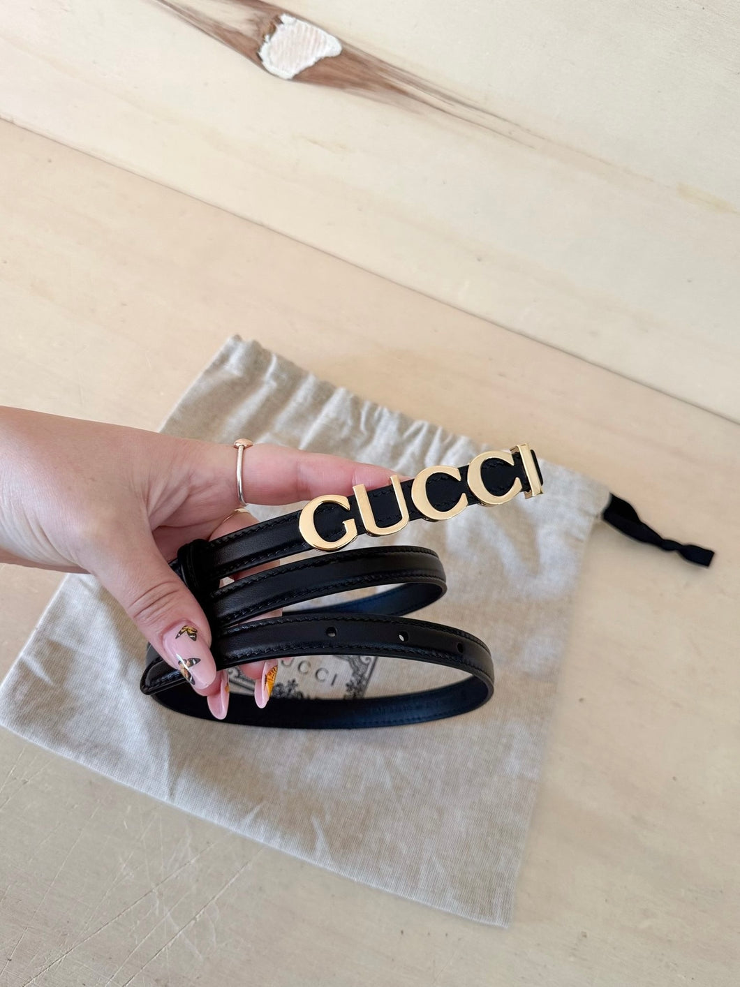 Gucci Cintura Logo Scritta Nera