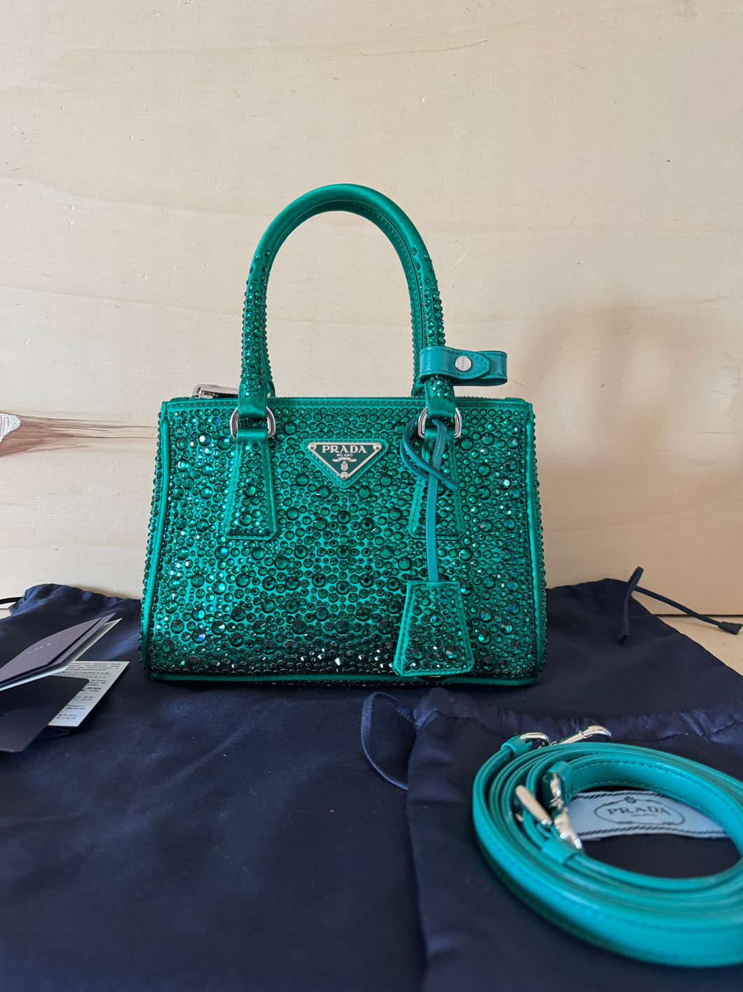 Prada Mini Galleria Cristalli Verde Smeraldo