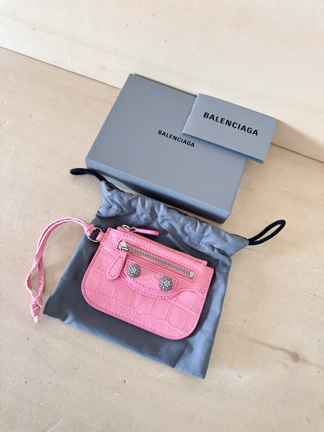 Balenciaga Portamonete Le Cagole Rosa Con Strass