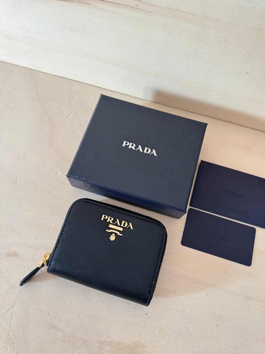 Prada Portacarte e Monete In Pelle Saffiano Nero