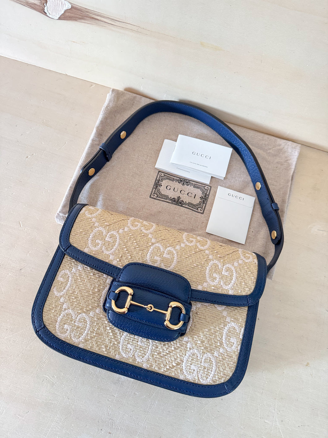 Gucci Horsebit 1955 Media Rafia & Pelle