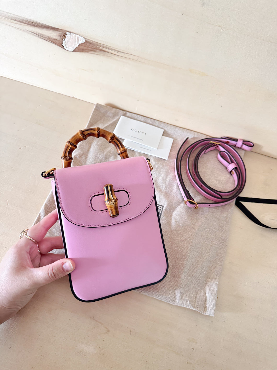 Gucci Bamboo Mini Shoulder Bag Rosa